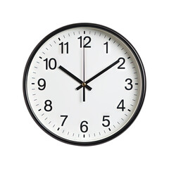 Wall Clock with unique design and bold numbers isolated on transparent white background, clipping path