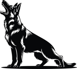 Vector black silhouette of a animals on a white background.