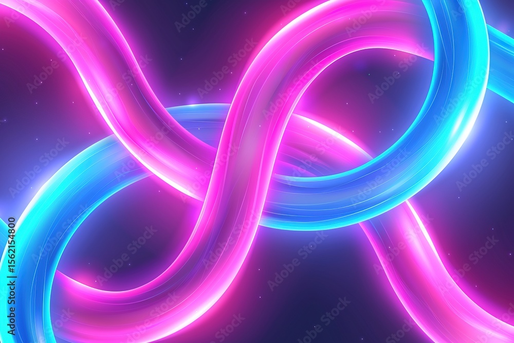 Poster floating neon lines create mesmerizing curves in an ethereal digital space