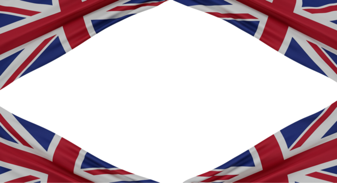 Dynamic 3D Render of the United Kingdom Flag with Transparent Background, England Flag Decorated for Events and Promotions, Copy Space for Custom Text on Display