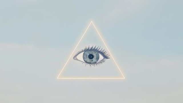 The third eye enclosed within a glowing triangle radiates mystical energy, symbolizing spiritual awakening, higher consciousness, inner vision, enlightenment