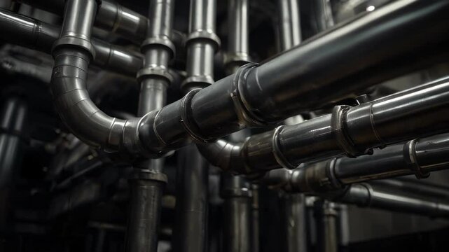Gleaming stainless steel tubes, neatly arranged in rows inside a modern manufacturing plant, reflect industrial precision, strength, and durability, symbolizing advanced engineering