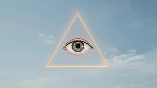 The third eye enclosed within a glowing triangle radiates mystical energy, symbolizing spiritual awakening, higher consciousness, inner vision, enlightenment