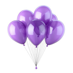 purple balloons isolated on transparent background cutout