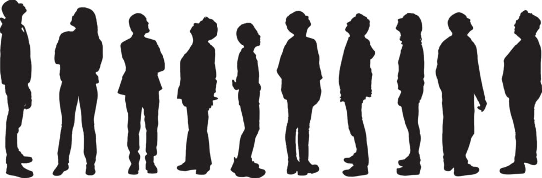 Vector;silhouette of group people standing and looking up