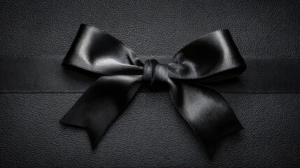 The Elegant Black Gift Box Tied with a Satin Bow on Dark Background