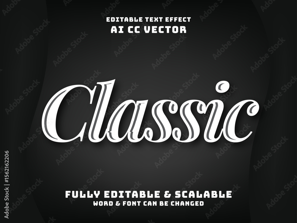 Poster classic text effect style. 80s font type