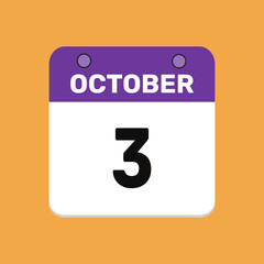 3 october calender icon text page monthly web design.