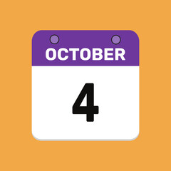 4 october calender icon text page monthly web design.