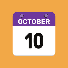 10 october calender icon text page monthly web design.