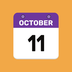 11 october calender icon text page monthly web design.