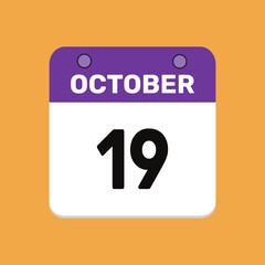 19 october calender icon text page monthly web design.