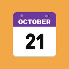 21 october calender icon text page monthly web design.