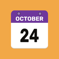 24 october calender icon text page monthly web design.
