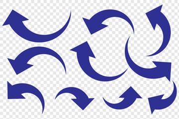 Set of curved arrows isolated on white background. Curved arrows, hand drawn curved arrows. Set long blue curve arrow icon vector . blue curve arrow icon set. long arrow icon set. curve arrow vector.