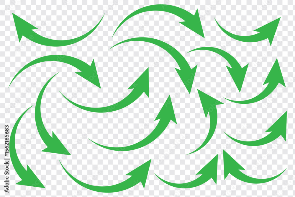 Poster green curve arrow icon on transparent background. flat style. arrow icon for your web site design. c