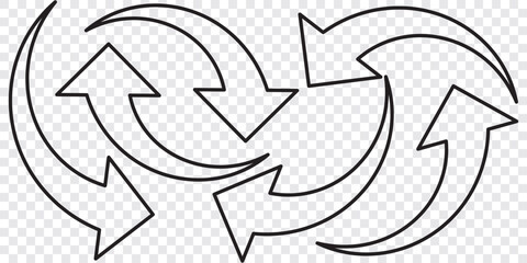 Black arrows set. Curved arrows. Black wavy carve arrow icon isolated on white background. Vector illustrator