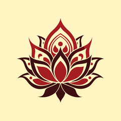 Single lotus flower with intricate tribal line patterns, spiritual floral design, sacred mandala inspired artwork, ornamental tattoo style illustration