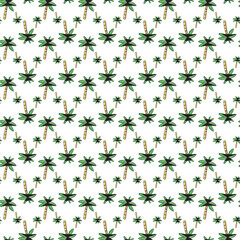 Seamless Pattern of Hand-Drawn Palm Trees in Vibrant Cartoon Style