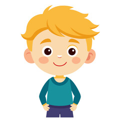 smiling boy, happy blond boy, light skin boy, cheerful child, boy portrait, blond hair child, European boy, cartoon boy, boy face, child character, white background, flat design, boy avatar, boy clipa