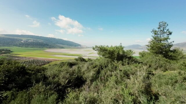 Aerial view of Biq`at Bet Netofa valley, Israel.