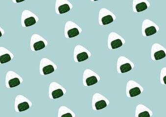Soft focus hand-drawn seamless pattern onigiri