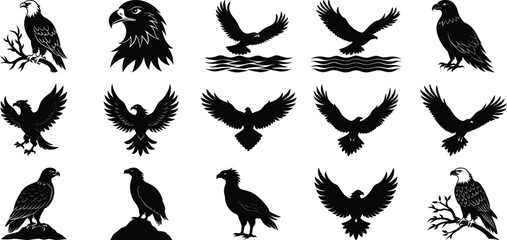 eagle icon silhouette vector, on white background.
