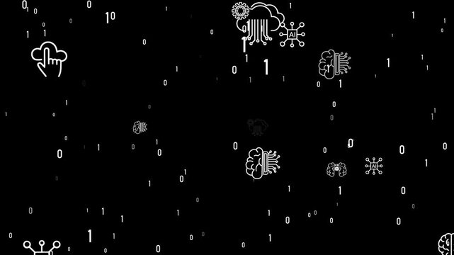 artificial intelligence icons technology computer science alpha channel animation, ai futuristic isolated social media motion design element - Powered by Adobe