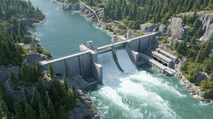 Hydroelectric Dam Generating Renewable Energy