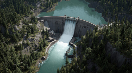 Hydroelectric Dam Generating Renewable Energy