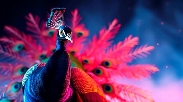 close up of colorful peacock feathers