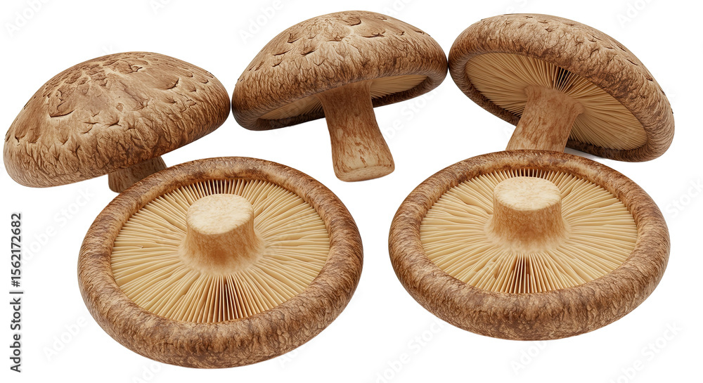 Poster Fresh shiitake mushrooms arranged in an appealing composition for culinary use