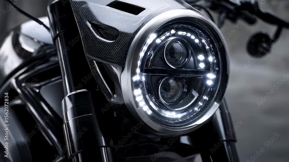 Poster next we see a headlight with a retroinspired shape but made with modern materials such as carbon fib