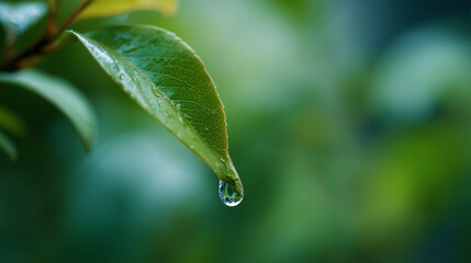 water drops on green leaf
