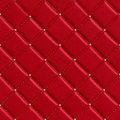 Luxurious Red Quilted Leather Texture Background.