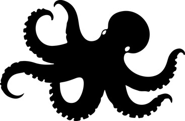 Octopus Silhouette Vector Art, Simple Octopus Silhouette Design, Black Octopus Vector Illustration, Octopus Shape Vector Art, Marine Octopus Silhouette Art, Ocean Octopus Vector Design, Sea Animal Oct