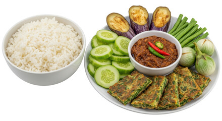 Isolated Thai Chili Paste Dish with Vegetables