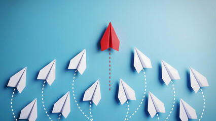 Leading the Way A Minimalist Business Concept Image of Paper Airplanes