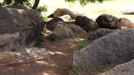Huge rocks in the Rock Park | Mahabalipuram (Mamallapuram) Group of Monuments, Tamil Nadu, India