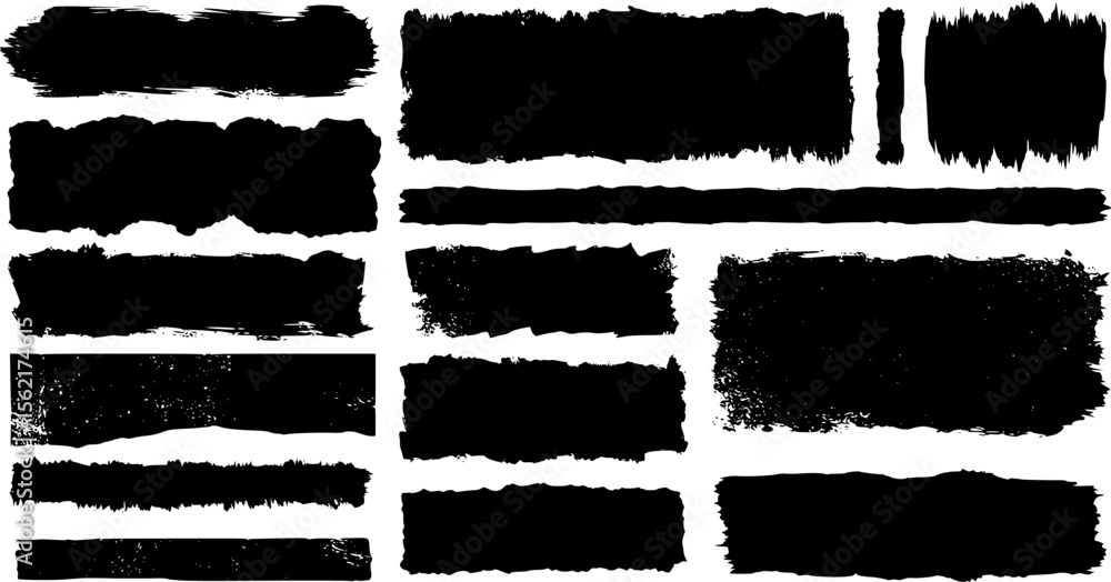Poster black vector rough edge rectangles. grunge square frames set. jagged edge torn paper background coll