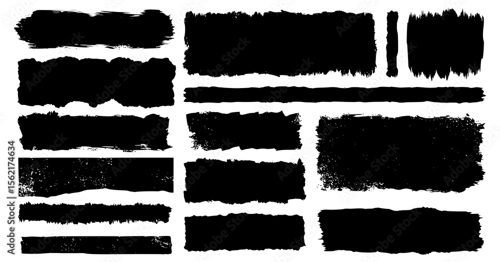 Poster black vector rough edge rectangles. grunge square frames set. jagged edge torn paper background coll