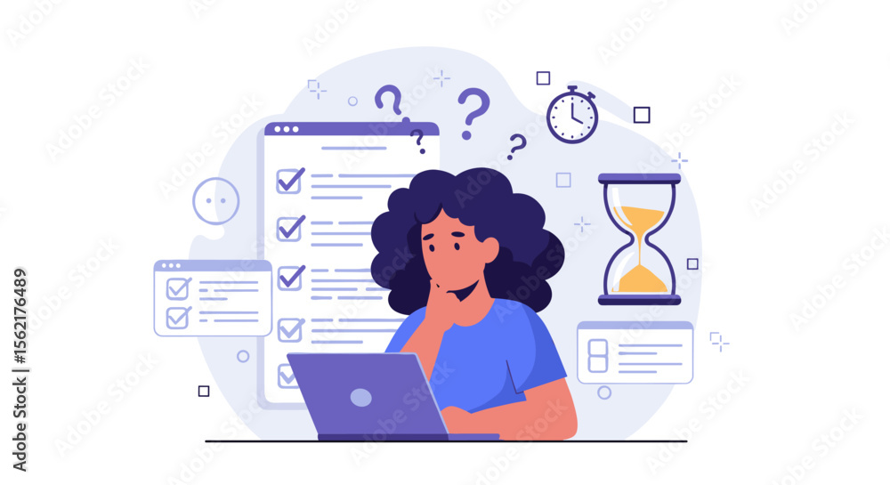 Poster time management strategy concept vector illustration for productivity and efficiency in work or stud