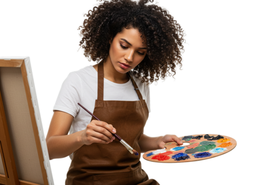 Woman and child doing art and eating at home