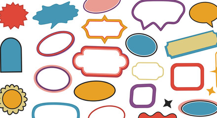Fototapeta premium Colorful speech bubbles and labels vector illustration for design projects