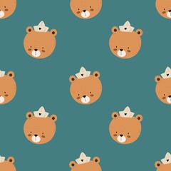 	
Seamless pattern with cartoon bears. Colorful illustrations flat for kids. hand drawing. baby design for fabric, print, wrapper, textile
