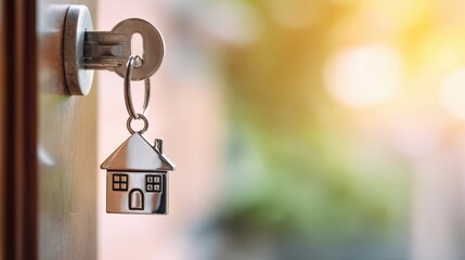 The key with a house charm representing new home ownership and possibilities