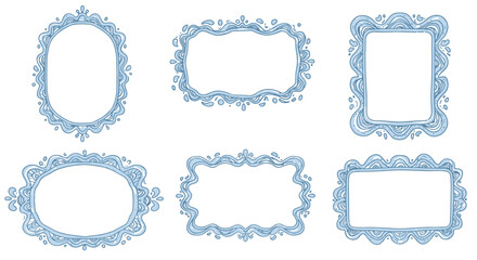 Obraz premium Decorative blue ornate frame set vector illustration for design and craft projects