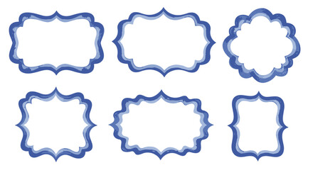 Fototapeta premium Blue watercolor decorative frames vector illustration for design and crafts