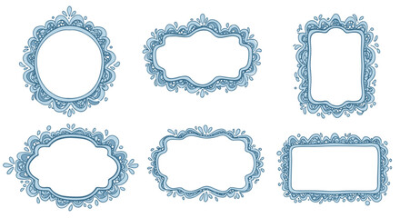 Vintage decorative frame collection vector illustration for card and poster design in hand drawn style