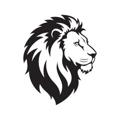 Fototapeta premium Majestic lion head profile silhouette isolated on white background